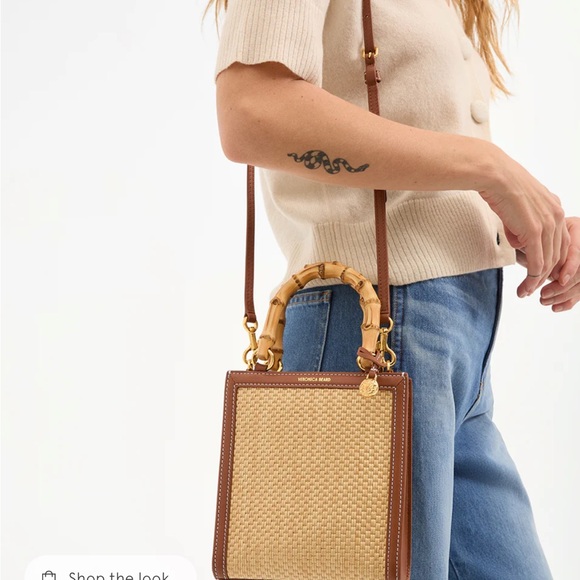 Veronica Beard Raffia Bamboo Handle Shopper Tote. NEW WITHOUT TAGS - Picture 2 of 6